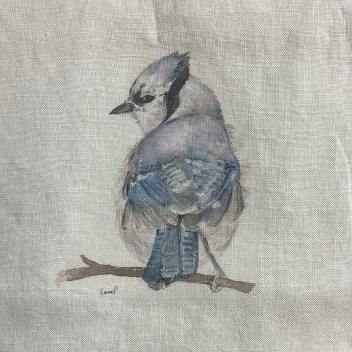 French Linen Tea Towel - Blue Jay