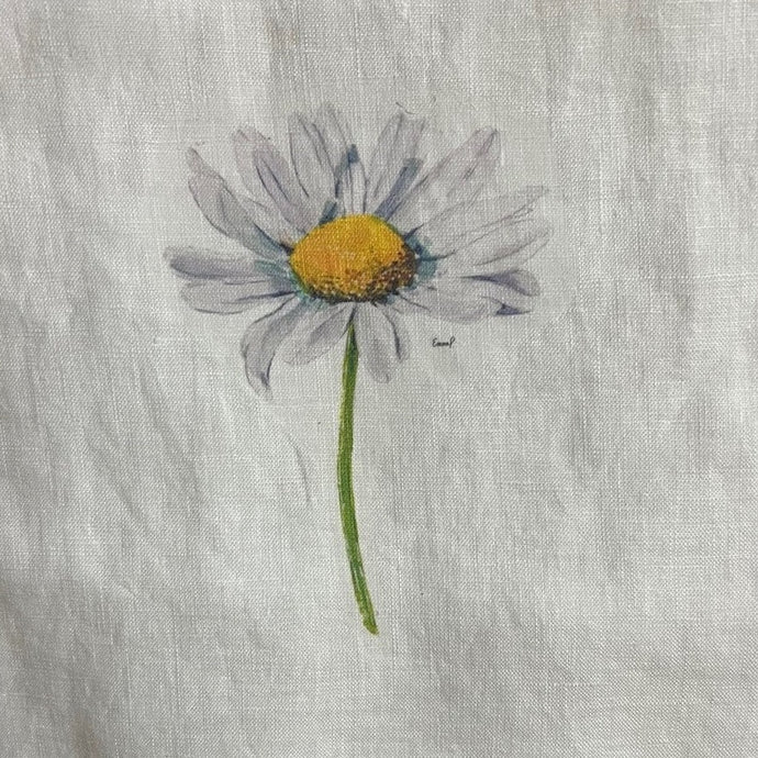 French Linen Tea Towel - Daisy