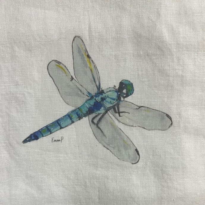 French Linen Tea Towel - Dragonfly