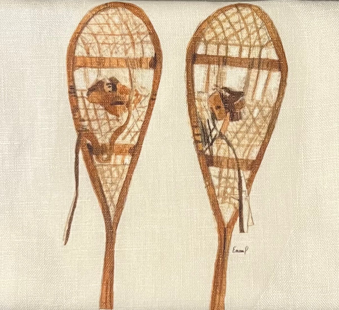 French Linen Tea Towel - Snowshoes