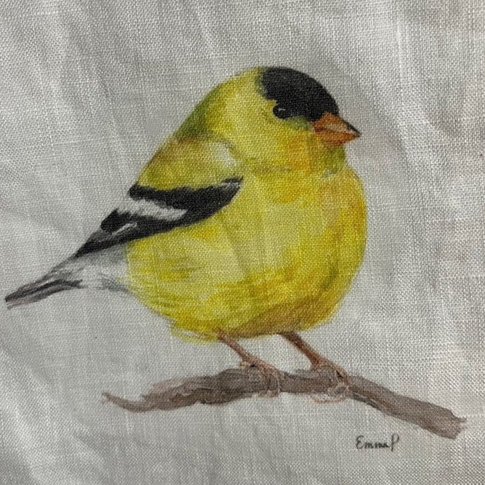 French Linen Tea Towel - Goldfinch